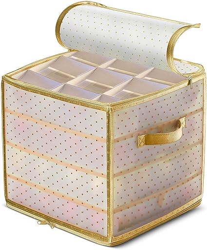 Ornament dividers Christmas Ornament Storage Box with Adjustable Dividers, Hold Up to 64 Ornaments Balls, Xmas