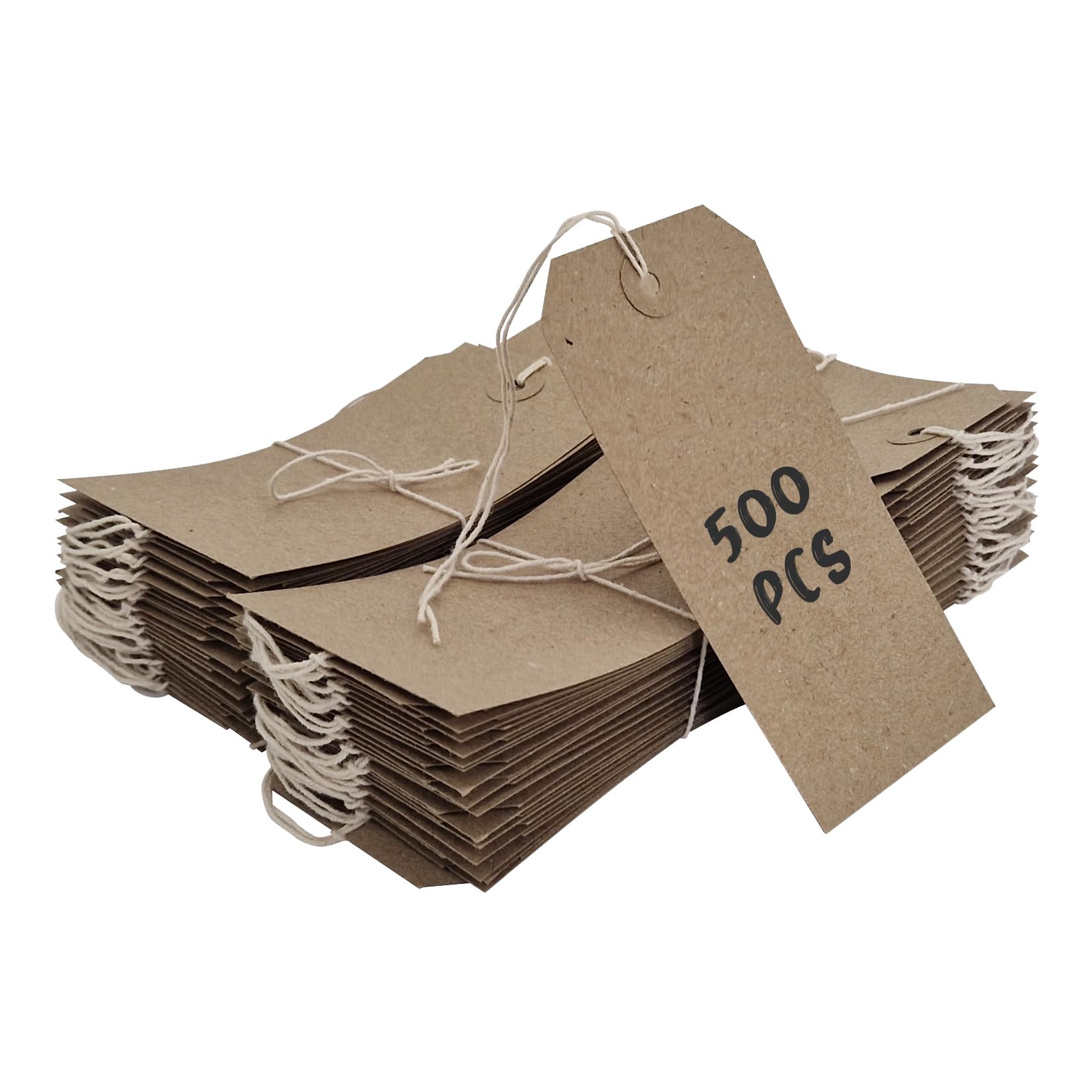 Swift Strung Tags Brown Reinforced Card Clothing Parcel Label String Hanging Gift Swing Tickets Kraft Hang Price Labelling 120mm x 60mm (Pack of 500)