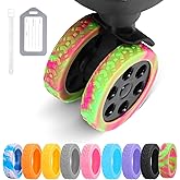 DIGIGRE Luggage Wheel Covers, 8 PCS Silicone Wheel Protector Covers for 2-2.6 inches 8-Spinner Wheels, Wear-Resistant, Anti-Noise, Pink+Green