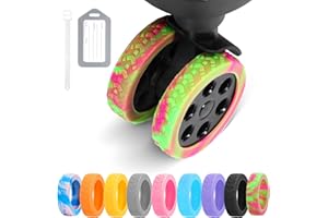 DIGIGRE Luggage Wheel Covers, 8 PCS Silicone Wheel Protector Covers for 2-2.6 inches 8-Spinner Wheels, Wear-Resistant, Anti-Noise, Pink+Green
