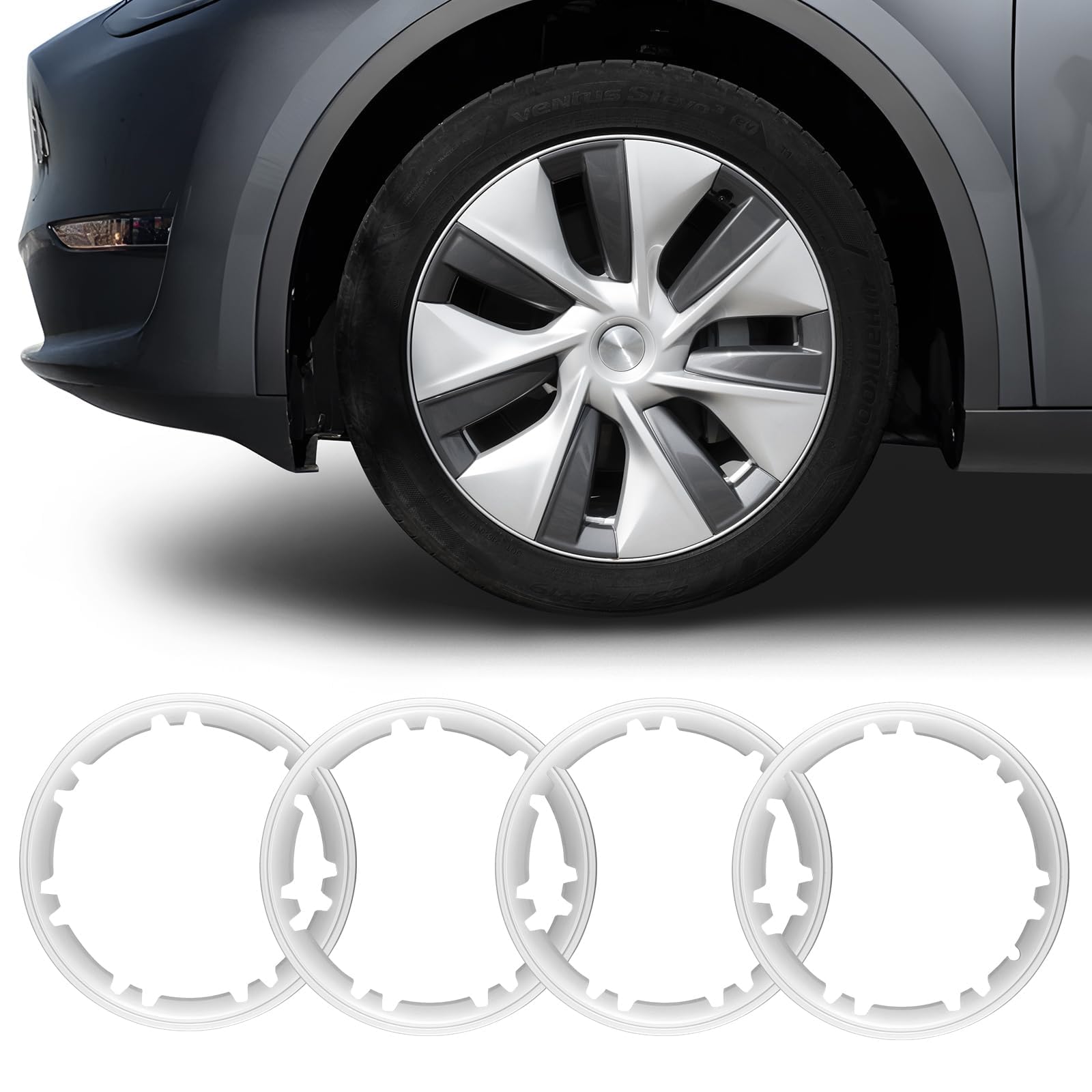 JONJEA Rim Edge Trim Protectors For Tesla – 16-20 Inch Wheel Ring Tire Guards (4-Pack, Nylon)