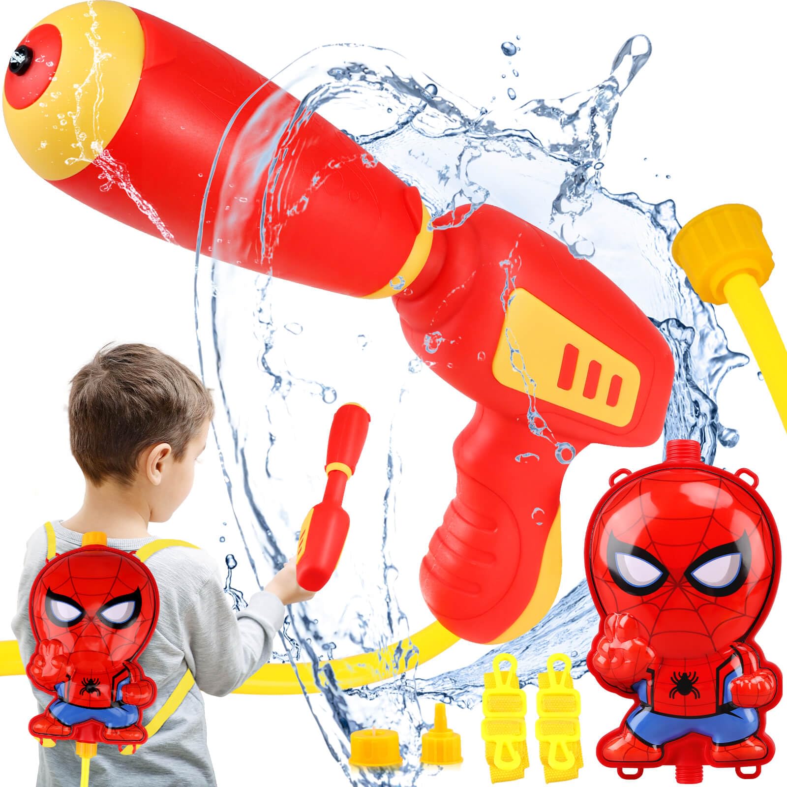 JONEG Toys for 3+ Year Old Boys: Water Gun Backpack for Kids Gifts for Age 3 4 5 6 7 8 Years Old Kids Birthday Presents Toy Summer Garden Pool Water Pistol Super Soaker Water Blaster