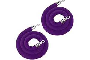 SHANGHH 5 Feet Purple Velvet Hanging Ropes with Silver Polished Hooks Crowd Control Stanchion Ropes fit for Movie Theaters,Church,Restaurants,Hotels,Grand Openings, Concert venues, Trade Shows (2PCS)