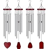 Tatuo 4 Pcs Memorial Wind Chimes 28 Inch Wooden Sympathy Wind Chimes DIY Sympathy Gift for Father's Day Loss of Loved One Bereavement with 6 Aluminum Tube for Indoor Outdoor(Silver,Classic Style)