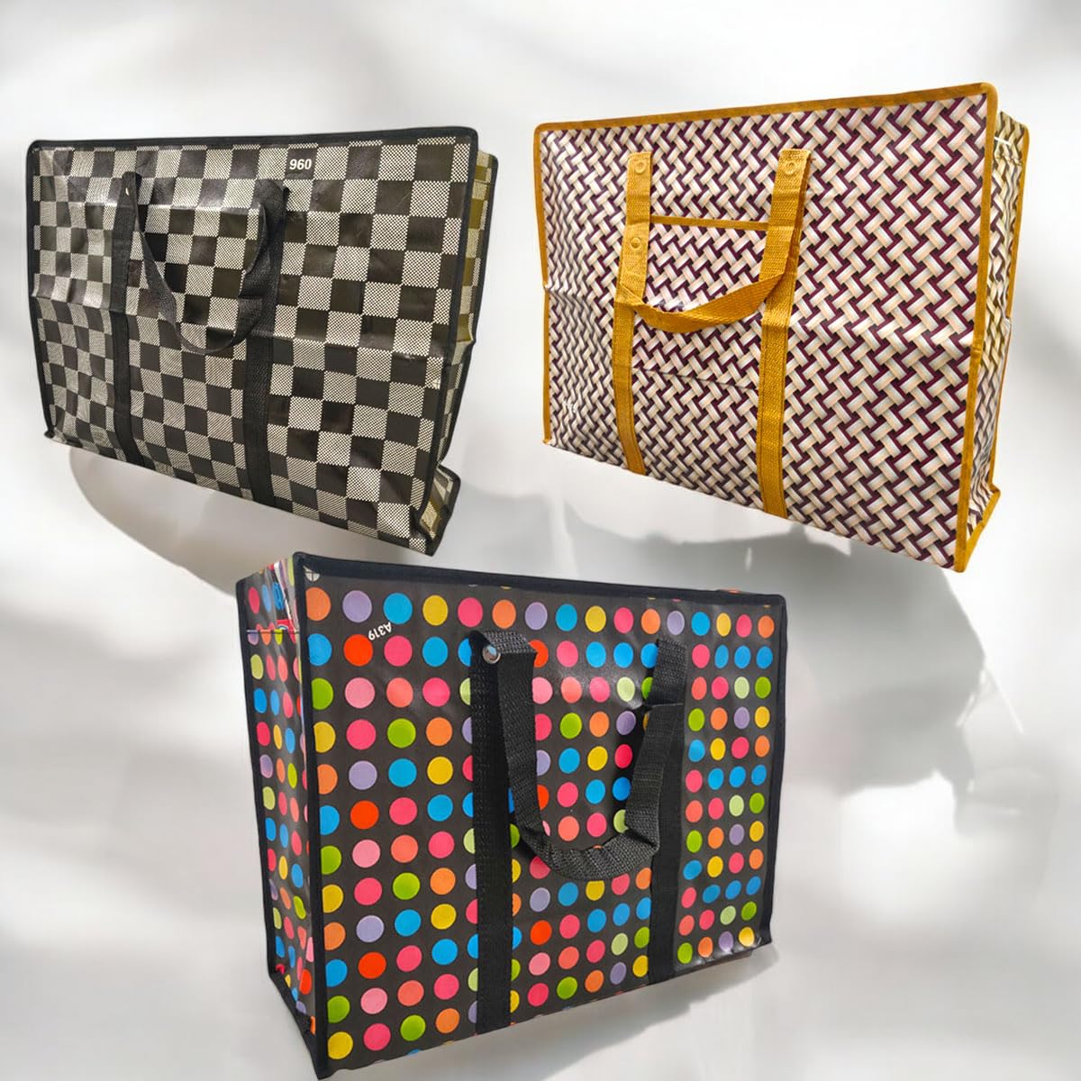 iPEAK Storage Bags Heavy Duty Laundry Bag Waterproof Dust Resistant Reusable Double Zipper Bag For Moving House Clothing, Wardrobe storage, toys, laundry, bedding (3 Pack)