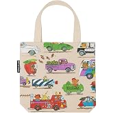 Out of Print Cars and Trucks and Things That Go Mini Tote Bag with Inner Pocket - Richard Scarry Small Tote Bag for Book Lovers and Kids