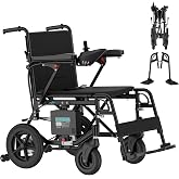 ROPLASO Foldable Electric Wheelchair for Adults, Lightweight Motorized | 38lb frame, 330lb load, 19.4" wide seat. Airline approved electric wheel chair with removable batteries; fold up chair