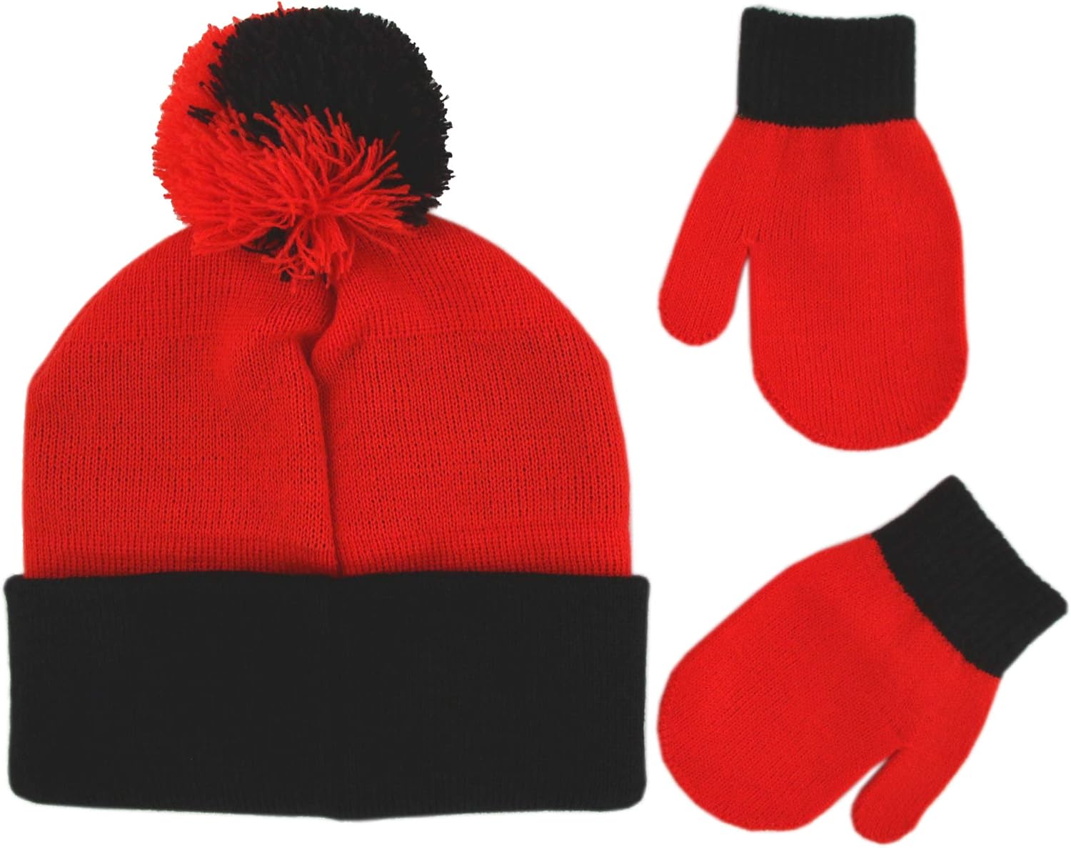 Disney Boys Winter Hat Set, Cars Lightning McQueen Toddler Beanie Kids, Red Design, Mittens - Age 2-4: Clothing