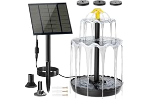 LAWOHO Solar Water Fountain for Bird Bath Upgrade Solar Panel Adjustable Flow Water Fountain 2W 7V Solar Powered Water Pump for Water Feature Small Pond