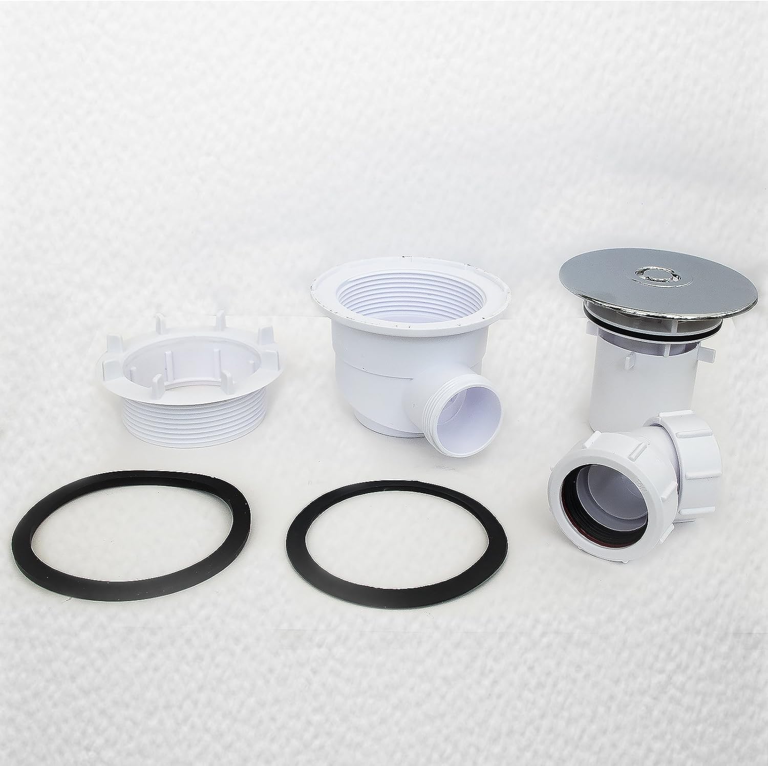 McAlpine ST90CP10 90 mm Shower Trap Chrome Plated Plastic White