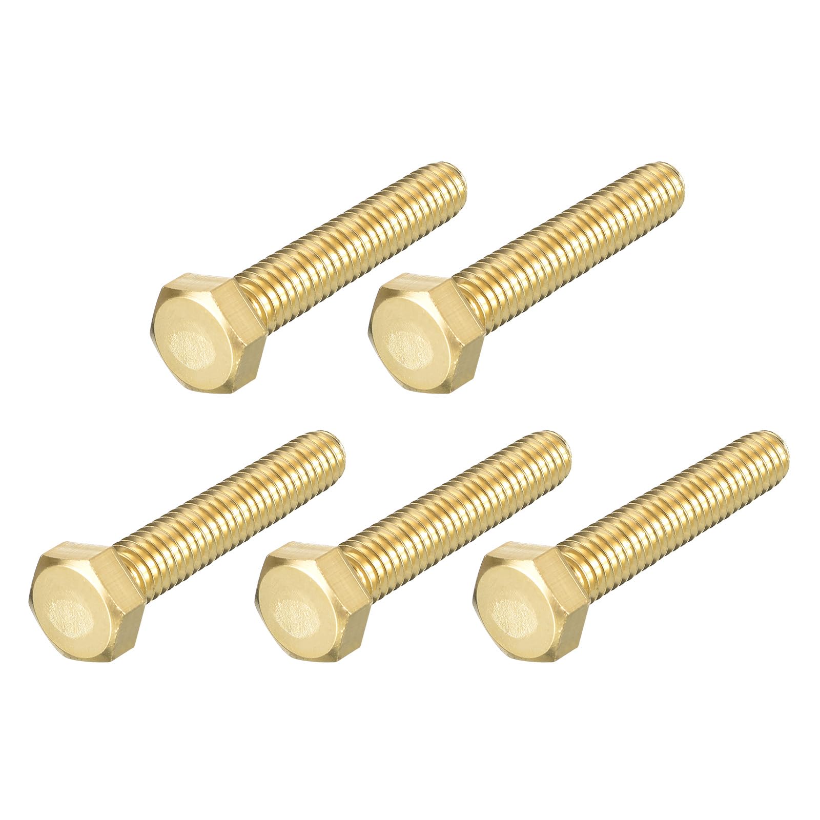 METALLIXITY Hex Head Screw Bolt (5/16-18x1-3/4") 5Pcs, Brass Fully Threaded Solid Brass Hex Bolts Machine Screws - for Machinery Repair — image 1