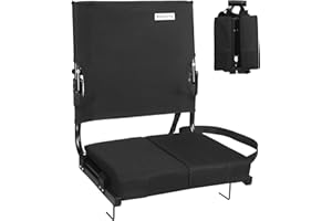 BEHAIRITY Stadium Seats for Bleachers with Back Support Extra Wide, Most Compact Bleacher Chairs with Highest Back and Thick Cushion, Portable Folding Stadium Chair for Adults at Sports Events. (Black)