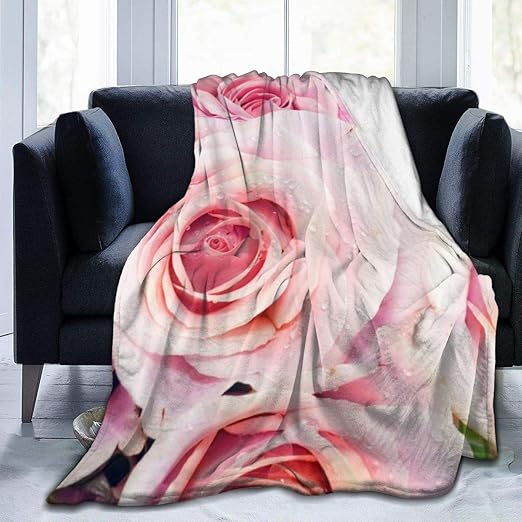 Bonita Manta de Microfibra Ultra Suave con Estampado de Rosas en