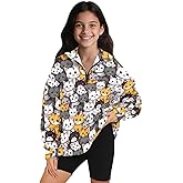 Qznuberone Girl's 1/4 Zip Sweatshirts Drop Shoulder Long Sleeve Stand Collar Sweatshrit Athletic Pullover Top 5-14 Years