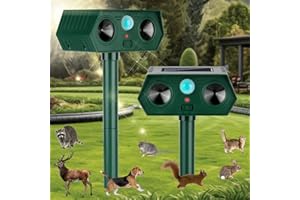 SAILHOME 2 Pack 2025 Ultrasonic Animal Repellent Outdoor Deer Repellent Devices Solar Animal Repeller Motion Activated Deterrent to Scare Cat Squirrel Rabbit Raccoon Skunk