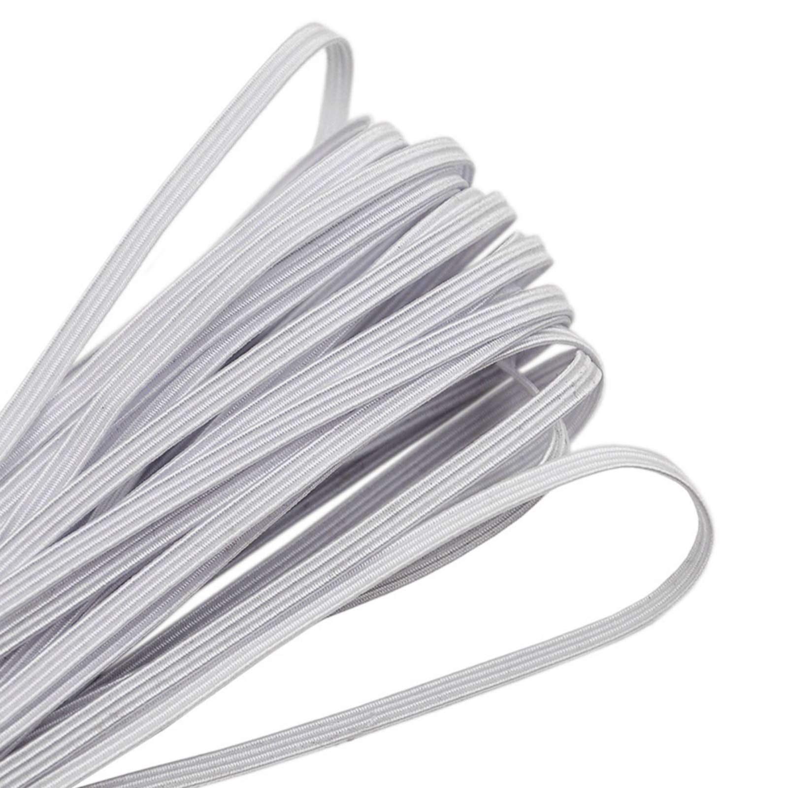 Flat Elastic Band White Elastic Ribbon for Sewing and Crafts, Flat Waistband Elastic Stretchy Strap Cord Roll, 3mm Width, 10 Yards