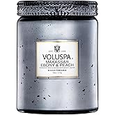 Voluspa Makassar Ebony & Peach Candle | Large Glass Jar | 18 Oz | 100 Hour Burn Time | Coconut Wax for Clean Burning |