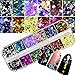 Nail Paillette Chip Foil Nail Glitter Nail Sequins Nails Rhinestones 8PCS Art Nail Decoration Set Nail Point Drill Set for Nail Art DIY Crafting (A)