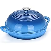 TeamFar Cast Iron Bread Dutch Oven, 6 Qt Enameled Dutch Oven Pot for Sourdough Bread Baking, with Tall Dome Lid & Round Base Pan, Self-Basting & Even-Heating, Heavy-Duty & Non-stick, Blue