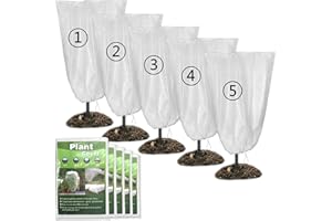 SKARUMMER Winter Plant Covers Freeze Protection 32x47 Inch Garden Frost Tree Blanket Shrub Covers with Drawstring for Cold Weather Frost Protection Sun Protection (5 Pack)