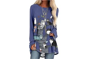MARSVOVO Women's Long Sleeve Cat Sweatshirt Pullover Cute Cats Lover 3D Graphic Sweatshirts Crewneck Casual Loose Shirts
