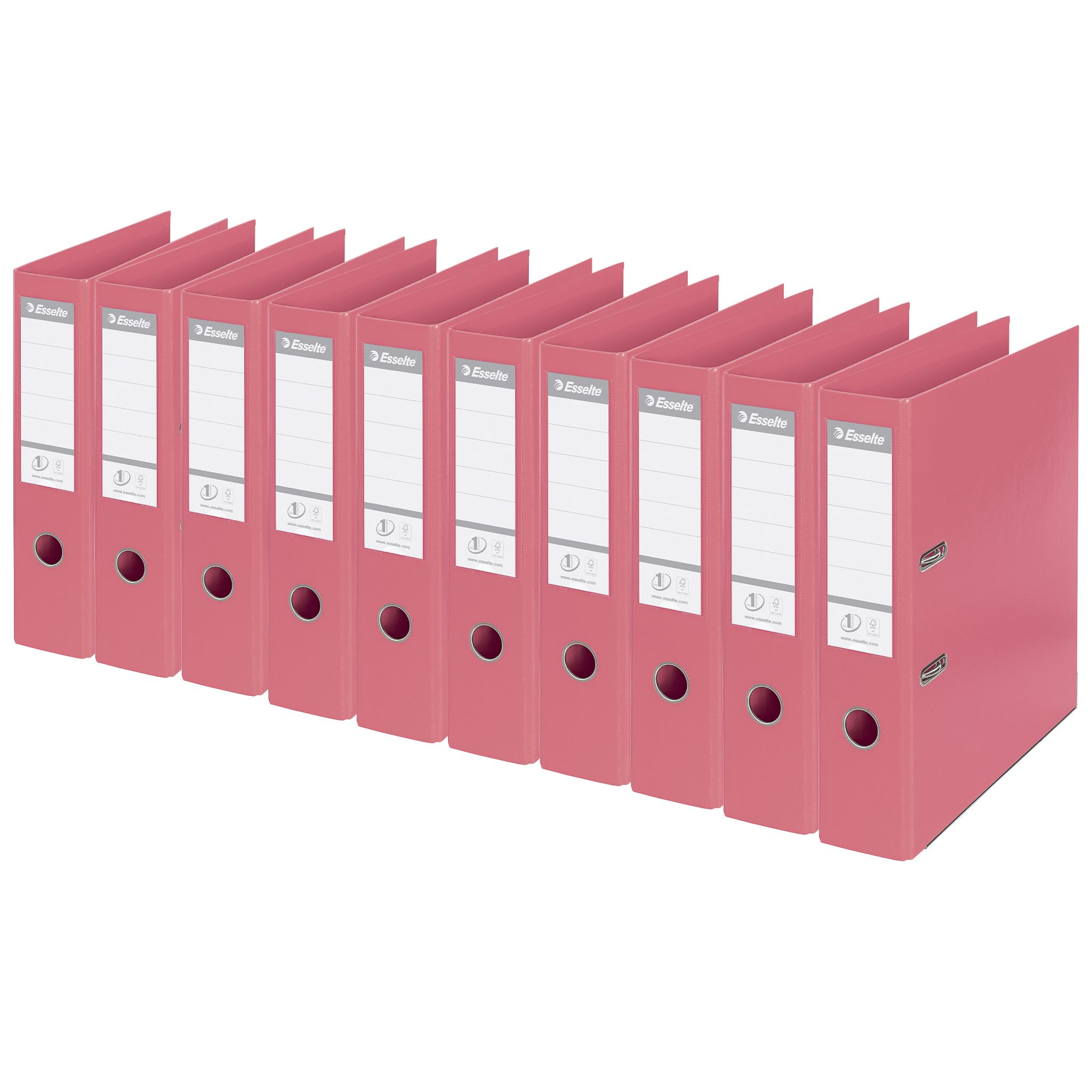 Esselte No. 1 Power Solea A4 Lever Arch File with 75 mm Spine - Pink, Pack of 10