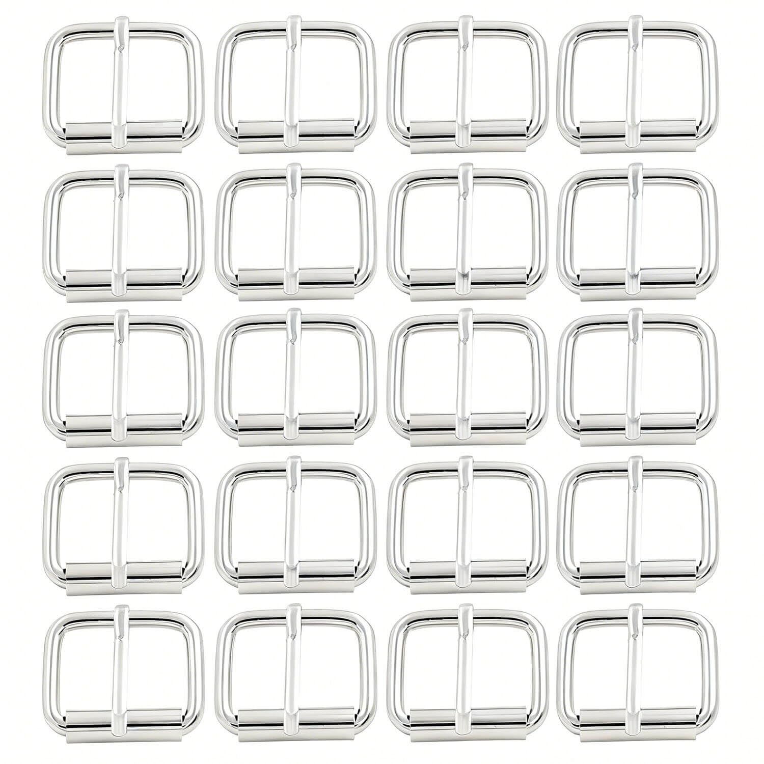 BIKICOCO Roller Buckle, 1 x 3/4 Inch Heel Rolling Bar Buckles for Bags Leather Webbing Straps, Silver - Pack of 20