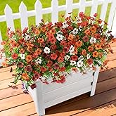 Artificial Flowers for Outdoors, 12 Bundles Multicolor Fake Faux Silk Flowers for Spring Summer Decoration, UV Resistant No Fade Artificial Plants Outdoor for Planter Porch Patio Yard Home Decor