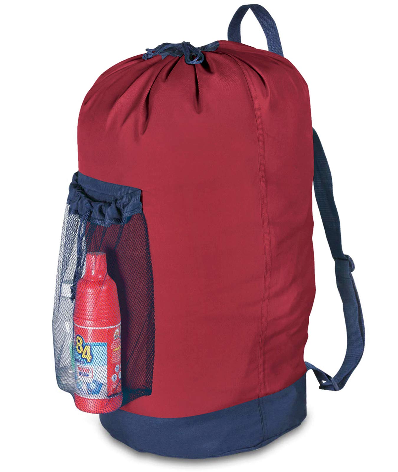 Photo 1 of Dalykate Backpack Laundry Bag, Laundry Backpack with Shoulder Straps and Mesh Pocket Durable Nylon Clothes Hamper Bag with Drawstring Closure Red