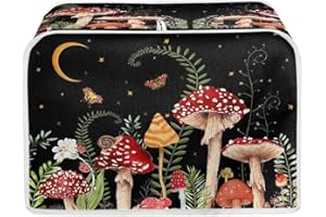 Annejudy Forest Butterfly Mushroom Toaster Covers 2 Slice Wide Slot Fingerprint Protection Kitchen Small Appliances Toaster
