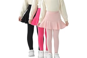 StyleSavvy Trendy Girls' Leggings with Skirt - 2 Pack of Cotton Ruffle Skirt Pants for Kids for 3-8 Years