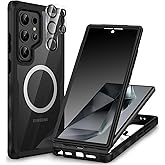 CENHUFO Magnetic Privacy for Samsung Galaxy S24 Ultra Case, Full Body Phone Case with Built-in Privacy Screen Protector and C