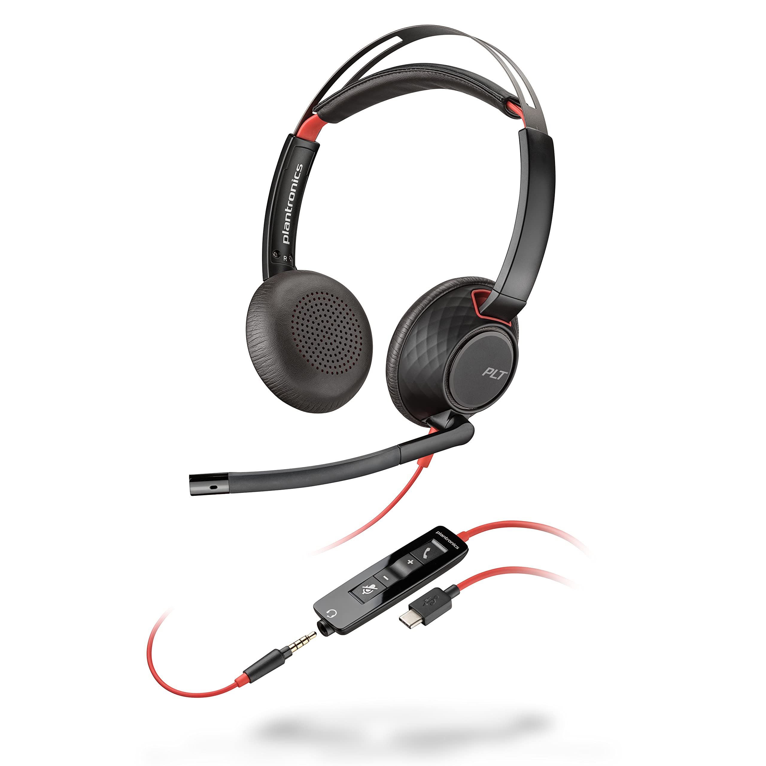 Plantronics - Blackwire C5220 - Wired, Dual-Ear (Stereo) Headset with Boom Mic - USB-C, 3.5 mm to connect to your PC, Mac, Tablet, or Cell Phone