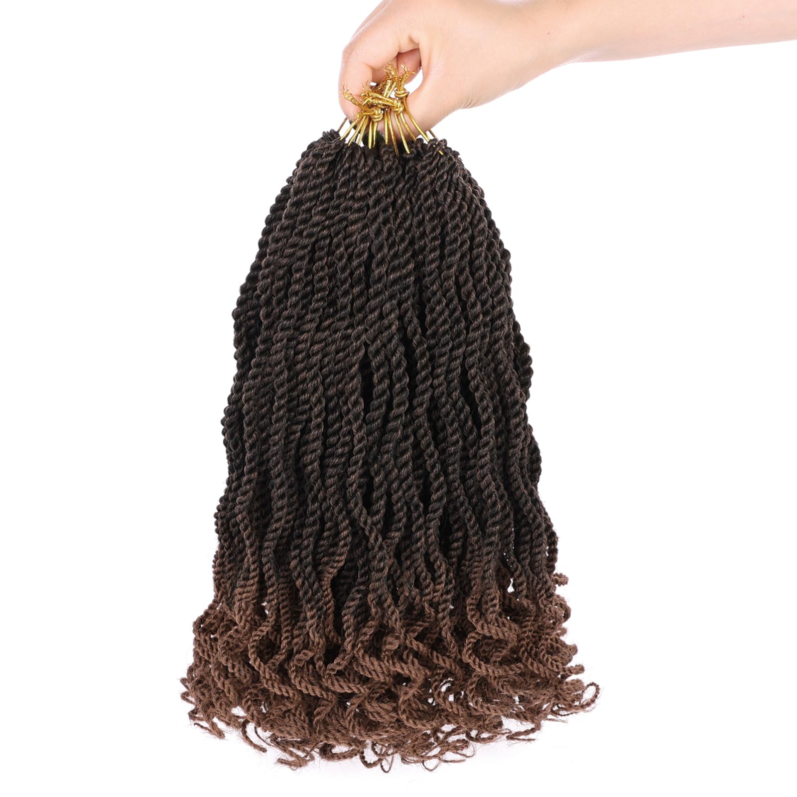 Mscat 12 Inch Wavy Senegalese Twist Crochet with Pre-Looped Passion Ends - Synthetic Ombre Havana Hair Extension for Women Kids T30# — image 1