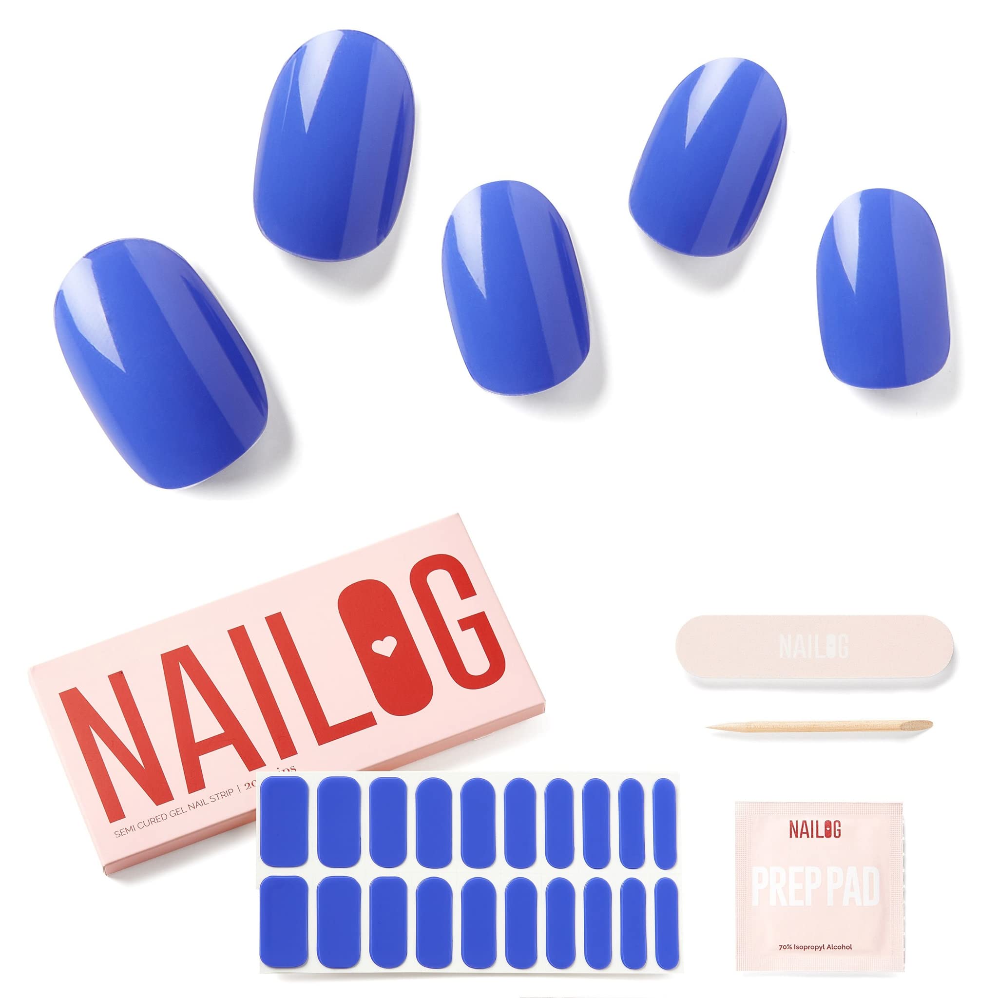 NAILOG Semi Cured Gel Nail Strips, Extra Long Nail Polish Strips (20 Pieces),UV/Led Lamps Nail Stickers with Soft Glossy Gel Finish,Violetta — image 1