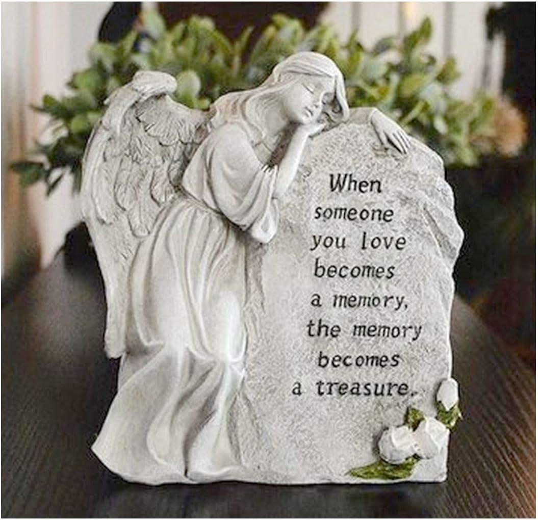 Amazon Com Sympathy Angel Statue Sorry For Your Loss Gift The Memory Becomes A Treasure Statues For Memorials Funerals Condolences Or Passing Of A Loved One Kitchen Dining
