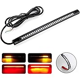LivTee Universal 8" Flexible LED Light Strip with Tail Brake Stop Turn Signal Lights All-in-one for Motorcycle Scooter Quad Cruiser Off Road, Red/Amber