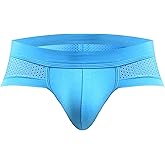 Evankin Mens Underwear Brief Sexy Mesh Hollow out Underpants Natural Fiber Low Rise U Pouch for Men Pack Lingerie