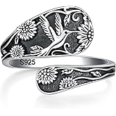 IOHUPCI Spoon Ring for Women - Sterling Silver Thumb Vintage Antique Spoon Ring Boho Victorian Jewelry