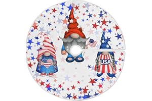 BOCCSTY American Flag Gnomes Fourth of July Christmas Tree Skirt 48 inch Independence Memorial Day Patriotic Star Xmas Tree Skirts Tree Mat Tree Skirt Pad for Holiday Party Home Indoor Outdoor Ornaments