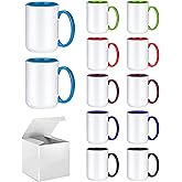 ABBSH Sublimation Mugs, 15oz, 6 Assorted Colors 12Pack