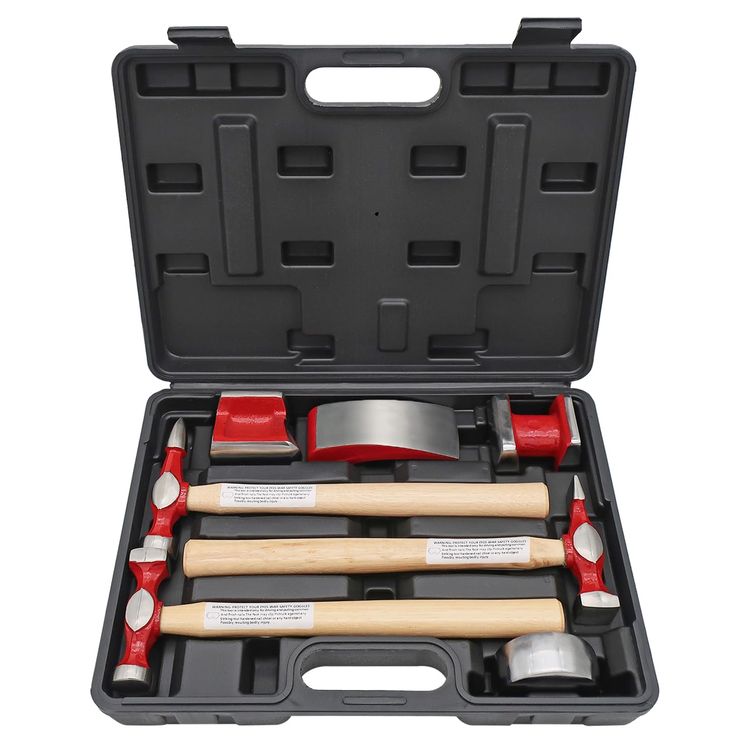 Photo 1 of PASBAS 7 Piece Auto Body Repair Kit?Hammer and Dolly Tools with Carbon Steel on Wood Handles,Performance Heavy Duty Dollies Set,Roller Fixer Dent Remover Tool.