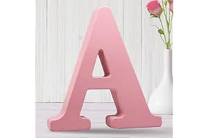 AOCEAN 8 Inch Pink Wood Letters Unfinished Wood Letters for Wall Decor Decorative Standing Letters Slices Sign Board Decoration for Craft Home Party Projects (A)