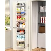 VyGrow 8-Tier 12.3" W Narrow Over the Door Pantry Organizer with Adjustable Basket, Pantry Door Organization for Pantry Kitch