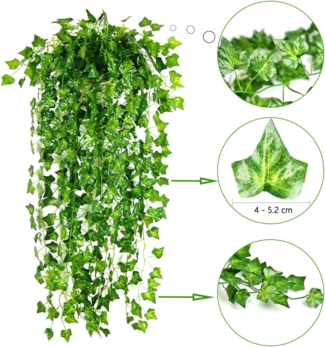 OYYXNN 4 Pack 2M 20 LED String Lights Artificial Ivy Fake Garland Green Leaf Plants Vine Fairy Lights Halloween Xmas Trees Garden Yard Home Patio Wedding Party Bedroom Decor - Image 3