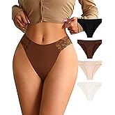 ASIMOON High Waist Bikini Underwear Womens Seamless Lace No Show Panties Soft Stretch High Cut Panties 10 Pack
