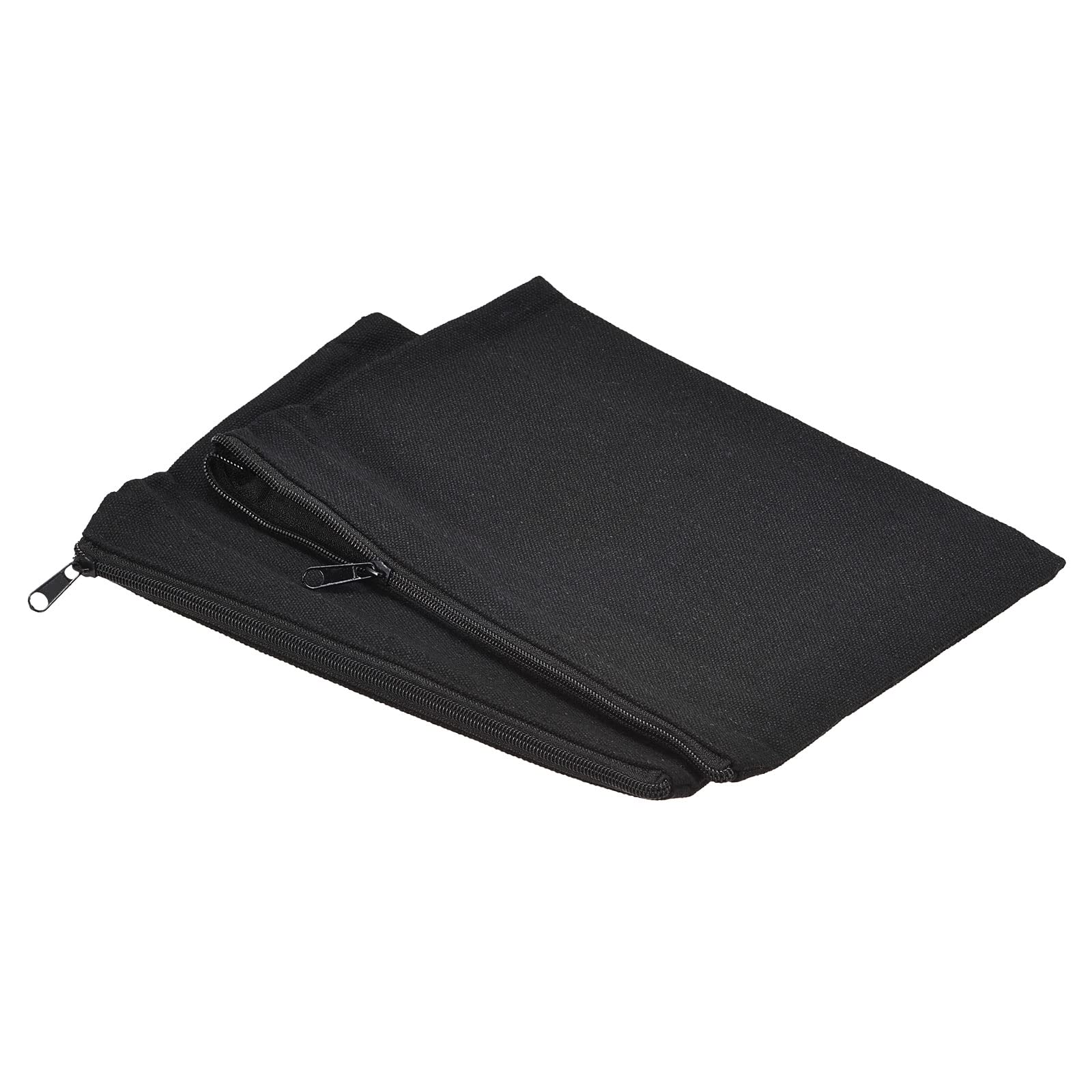 PATIKIL 20 * 14cm Canvas Zipper Pouch, 10 Pack Blank DIY Bags Craft Pencil Case Organizer Pockets for Travel Storage Accessory, Plain Black
