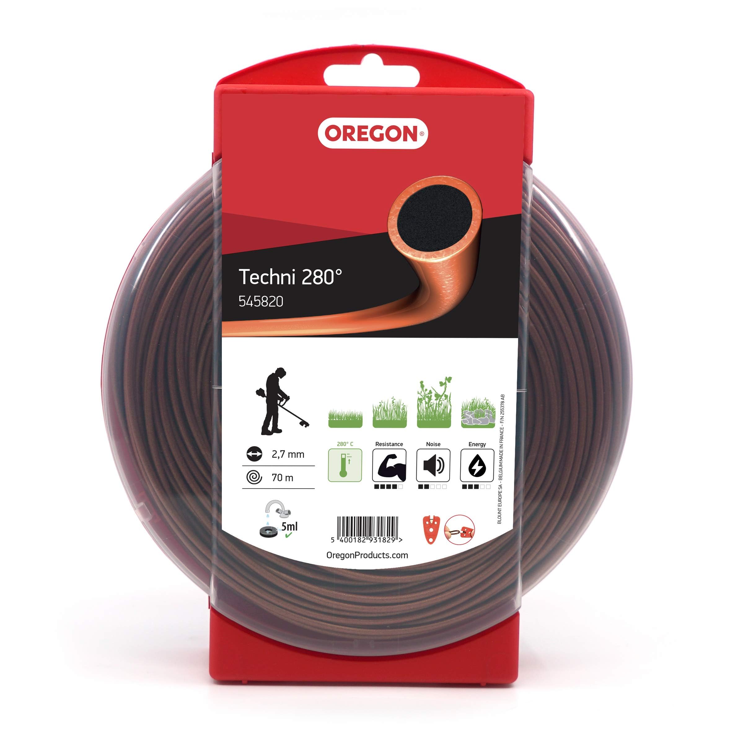 Oregon Heat Resistant 2.7mm Strimmer Line, Tackles Thick Grass, Weeds, Tough Vegetation & Brambles, Professional Heavy Duty Durable Strimmer Wire, Fits Most Standard Models, 2.7 mm x 70m (545820)