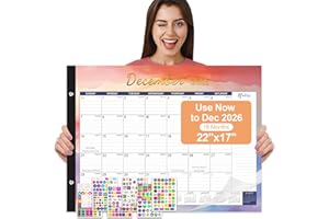 Gannyfer Desk Calendar 2026, 2026 Desk Calendar Large 22"x17", 18 Month Yearly Desktop Calendar 2026 with Notes, 2025-2026 Calendar for Family, Office, and School(6 Stickers)