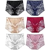 BLKDOTS Women's High Waisted Brief Lace Panties, French Hipster underwear